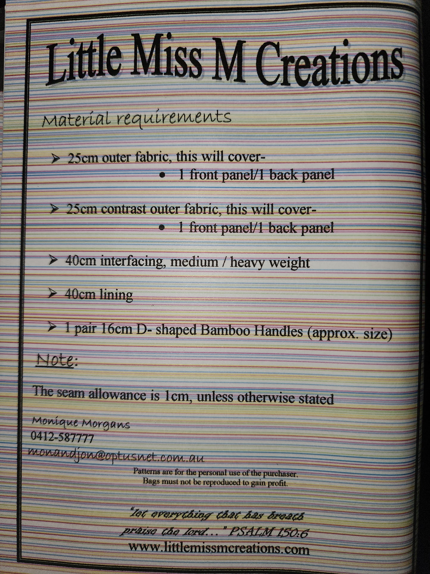 Suzibag bag pattern by Miss M Creations *