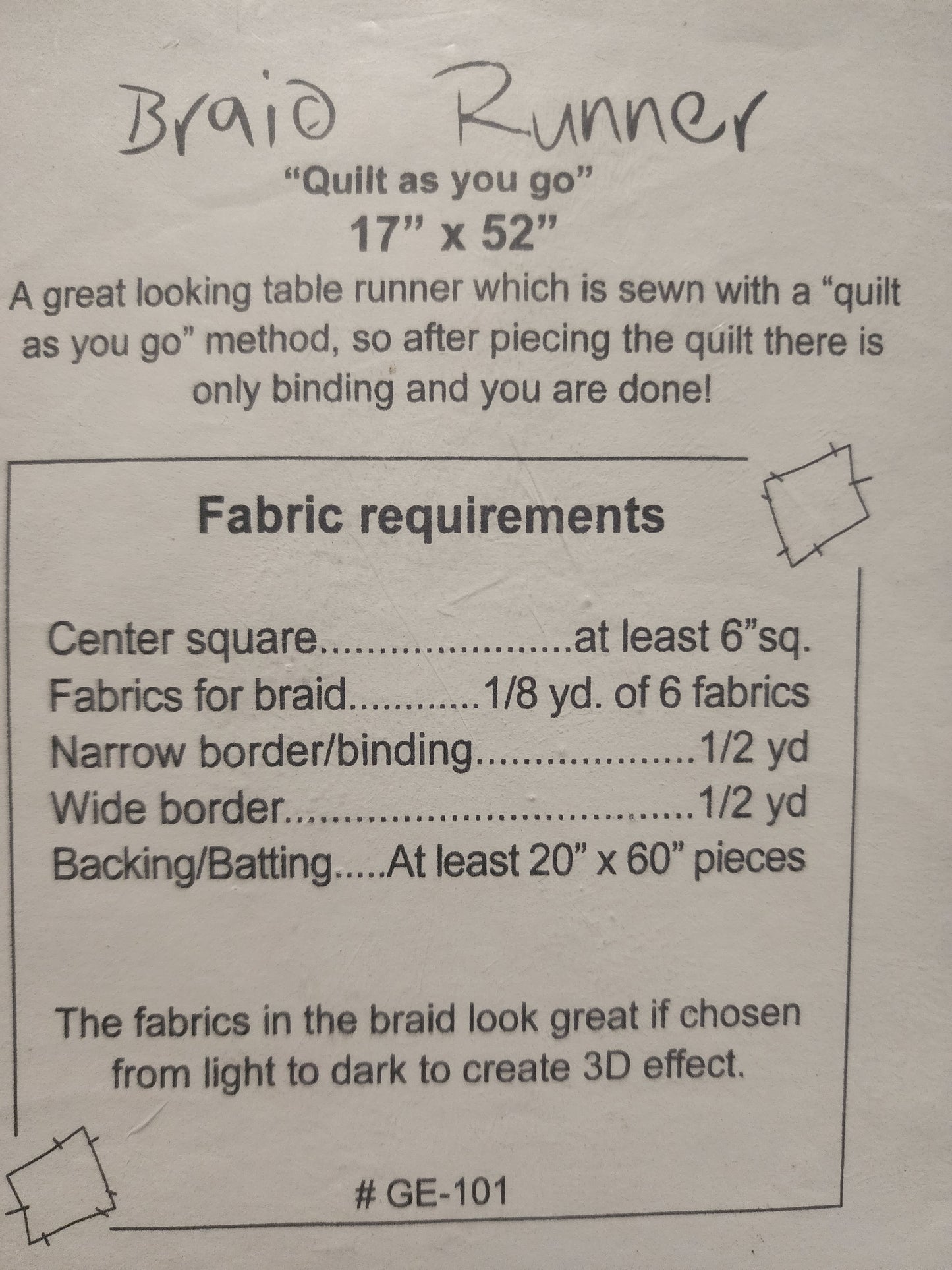 Braid Runner pattern by G. E. Designs