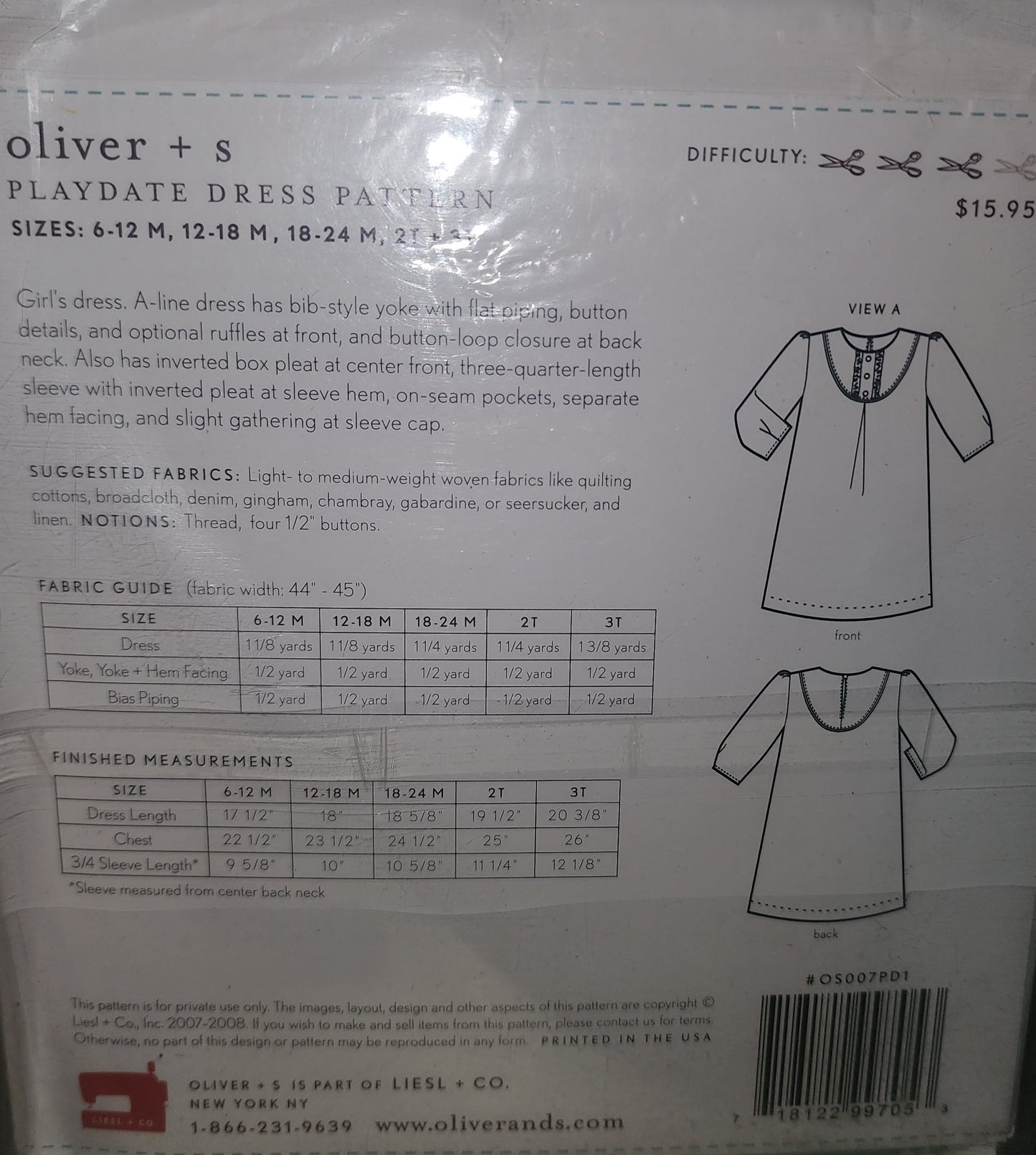 Playdate Dress Pattern by Oliver + S *