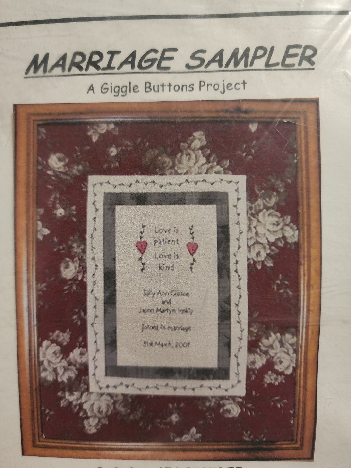 Marriage Sampler from Giggle Buttons (includes 2 porcelain buttons)