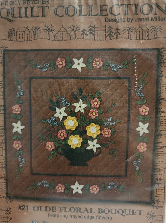 Olde Floral Bouquet Quilt Pattern (featuring frayed edge flowers) by the City Stitcher