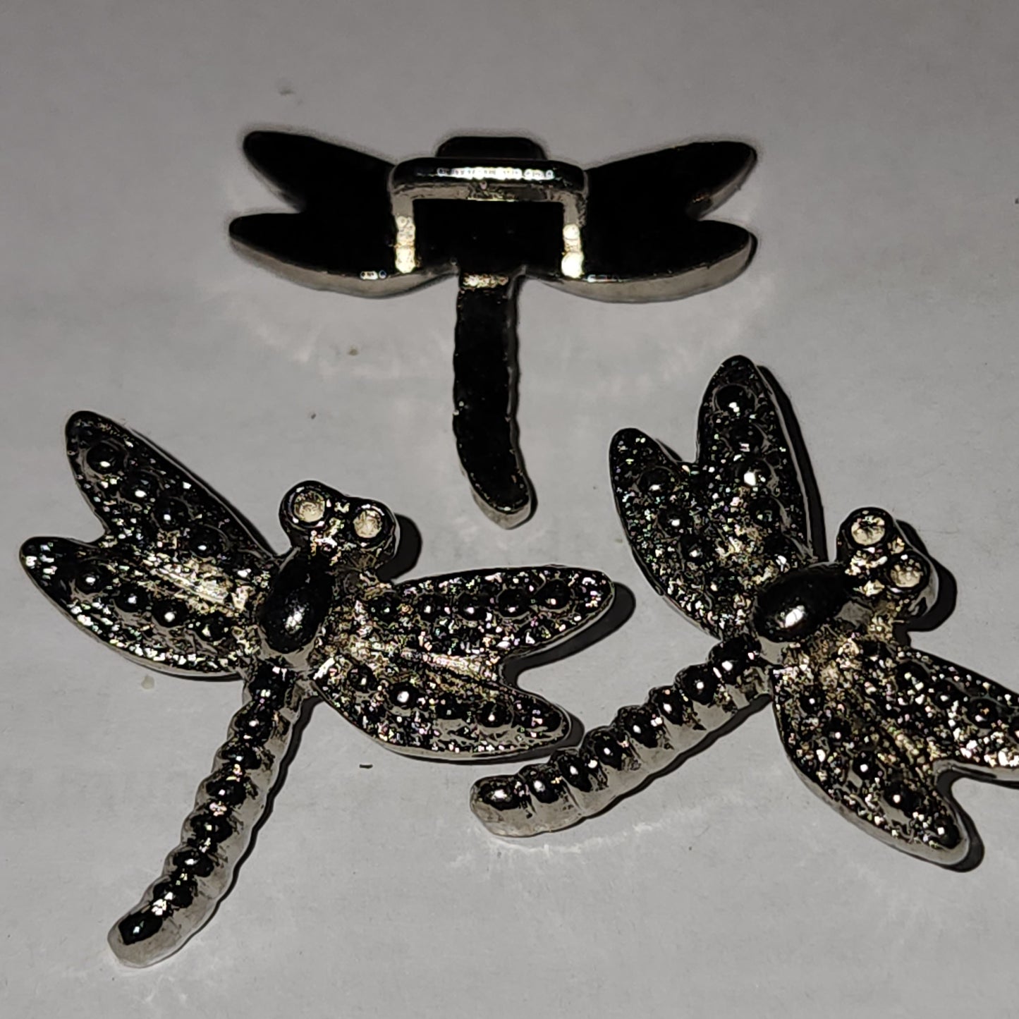 Dragonfly metal button silver 2.5cm