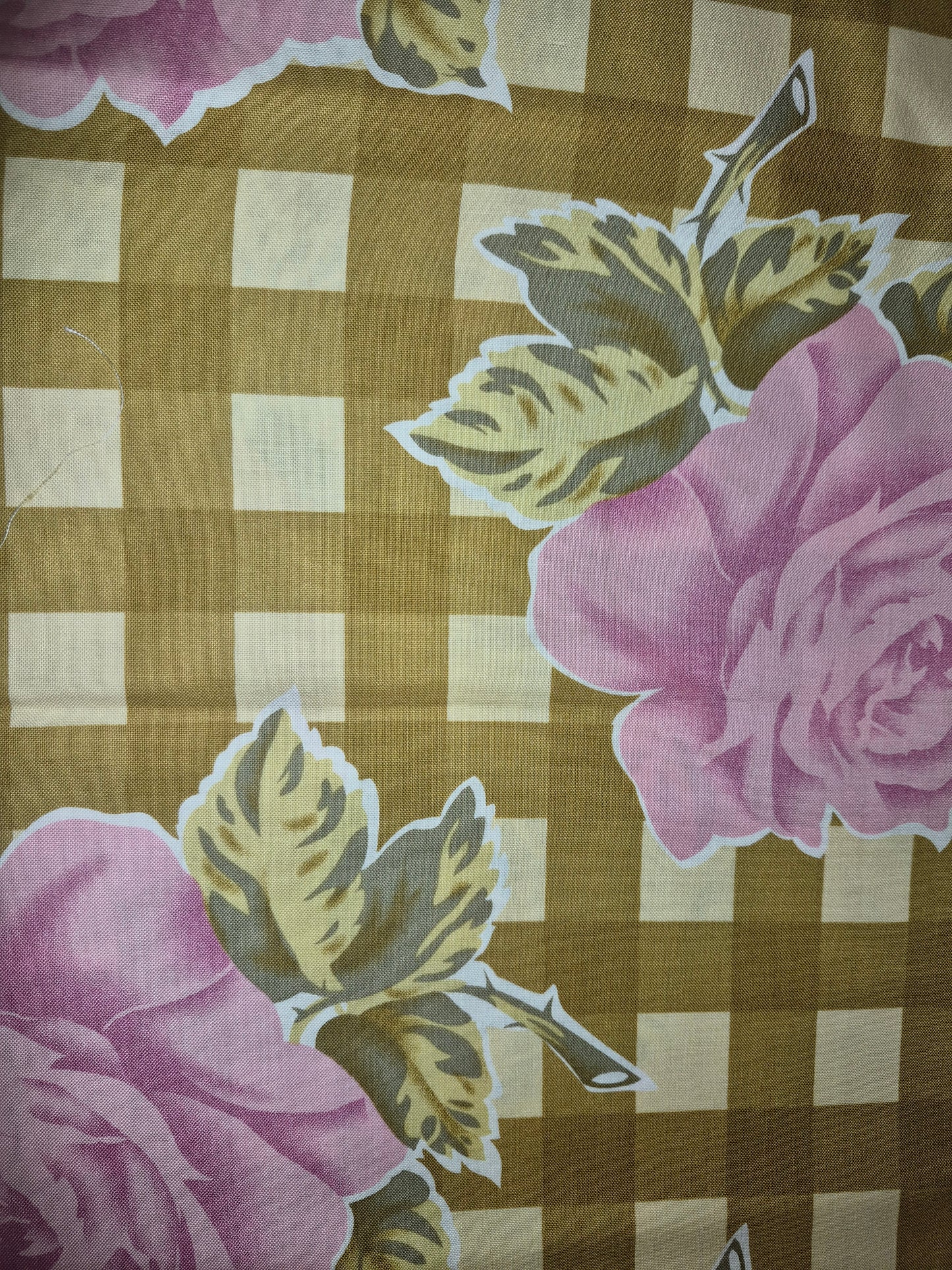 Amy Butler - Temple Flowers - Checks and Rose - Mustard