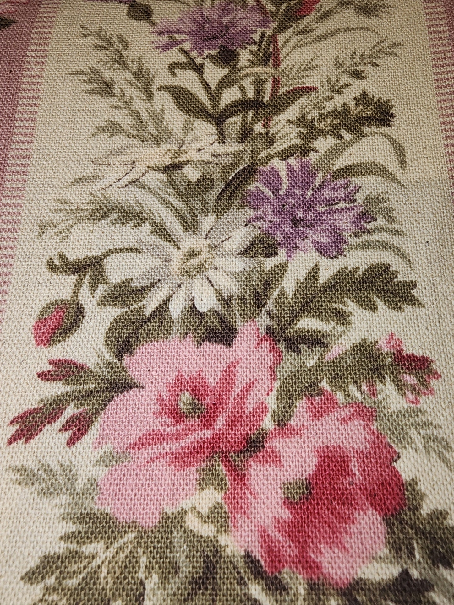 Yuwa Live Life dusty pink floral stripe linen cotton blend