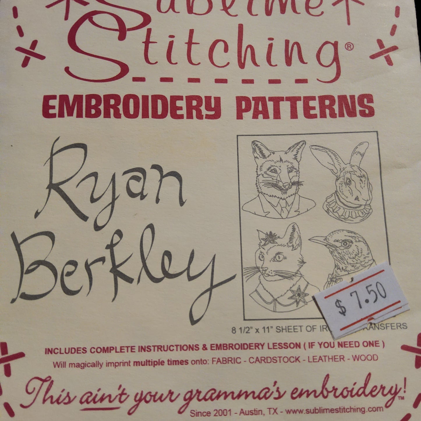 Ryan Berkley embroidery patterns by Sublime stitching *
