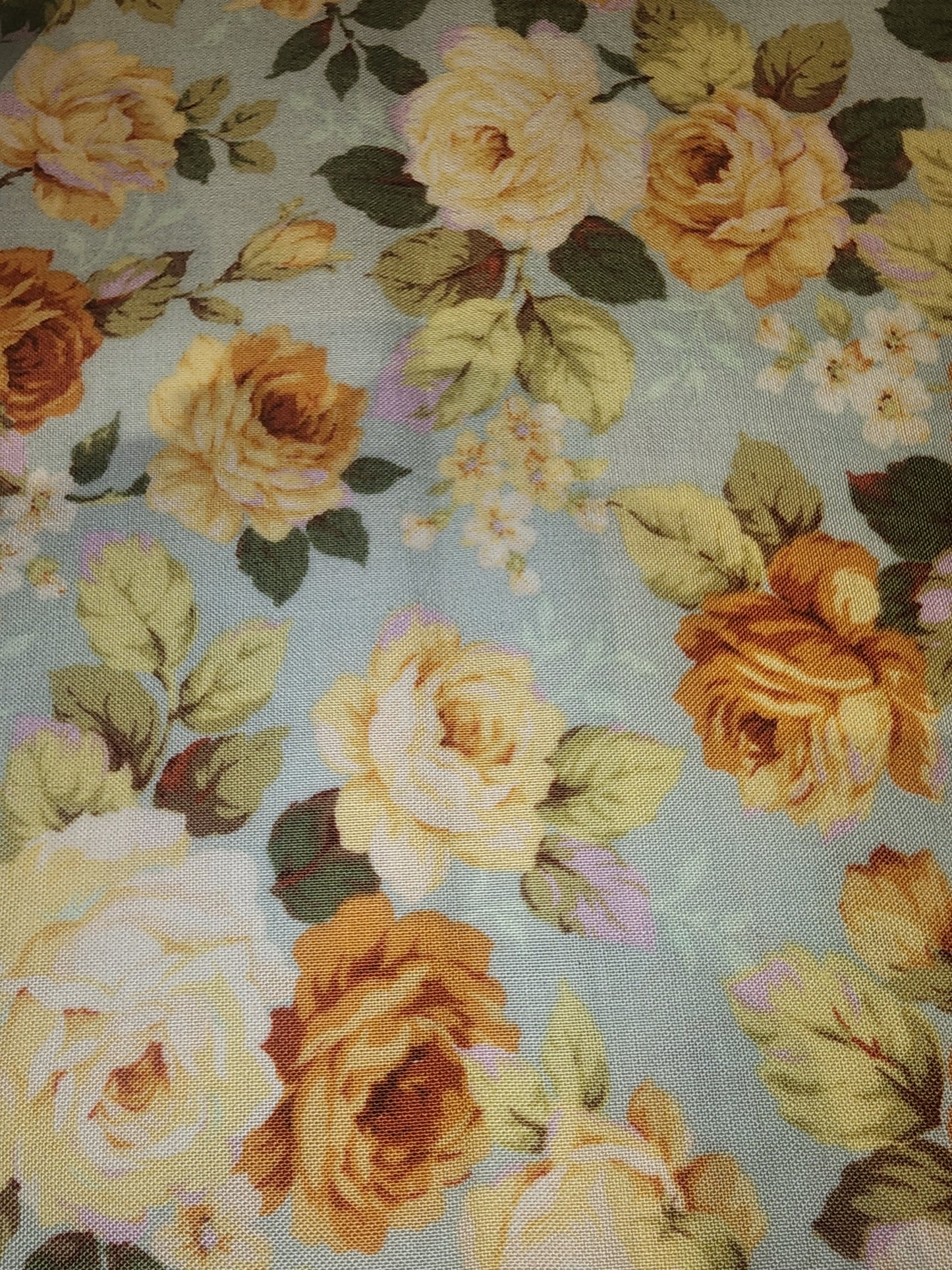 Mary Rose Collection - MR1110R-12B Apricot roses on aqua QUILT GATE