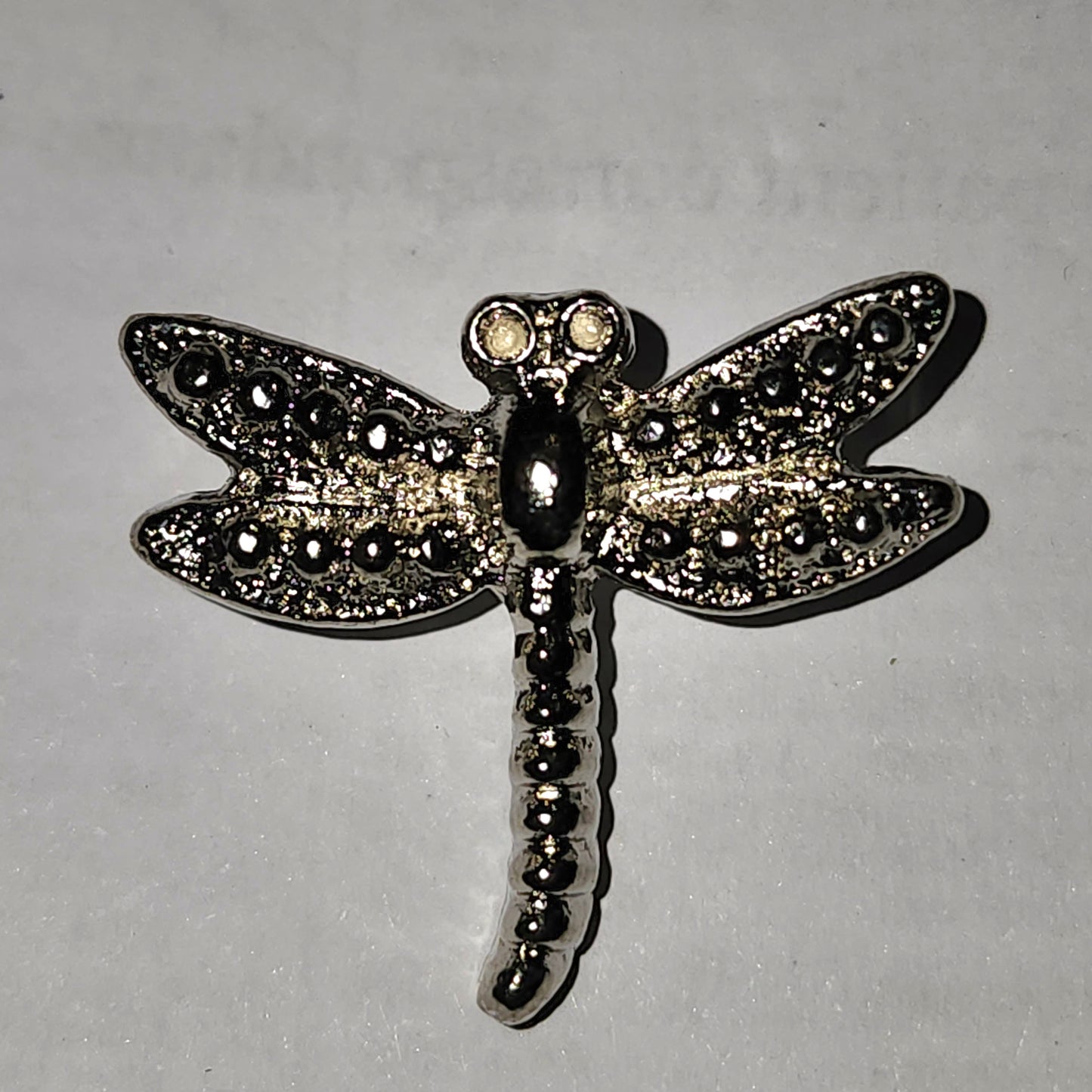 Dragonfly metal button silver 2.5cm