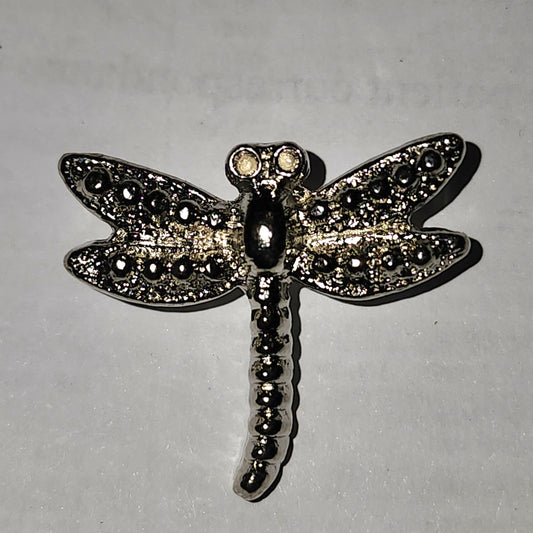Dragonfly metal button silver 2.5cm