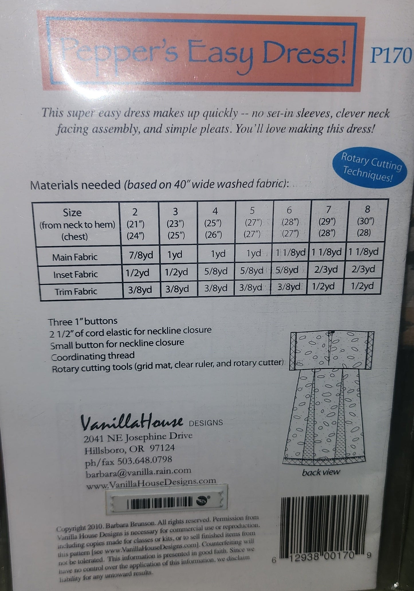 Peppers Easy Dress  P170