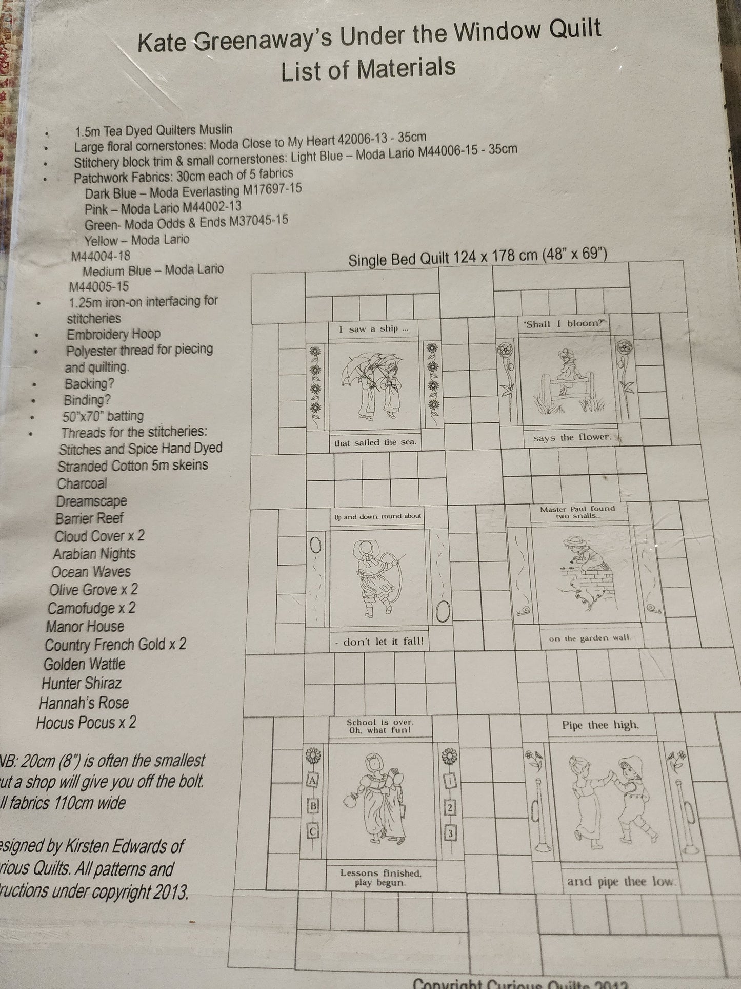 Kate Greenaway's Under the Window Quilt Pattern by Curious Quilts