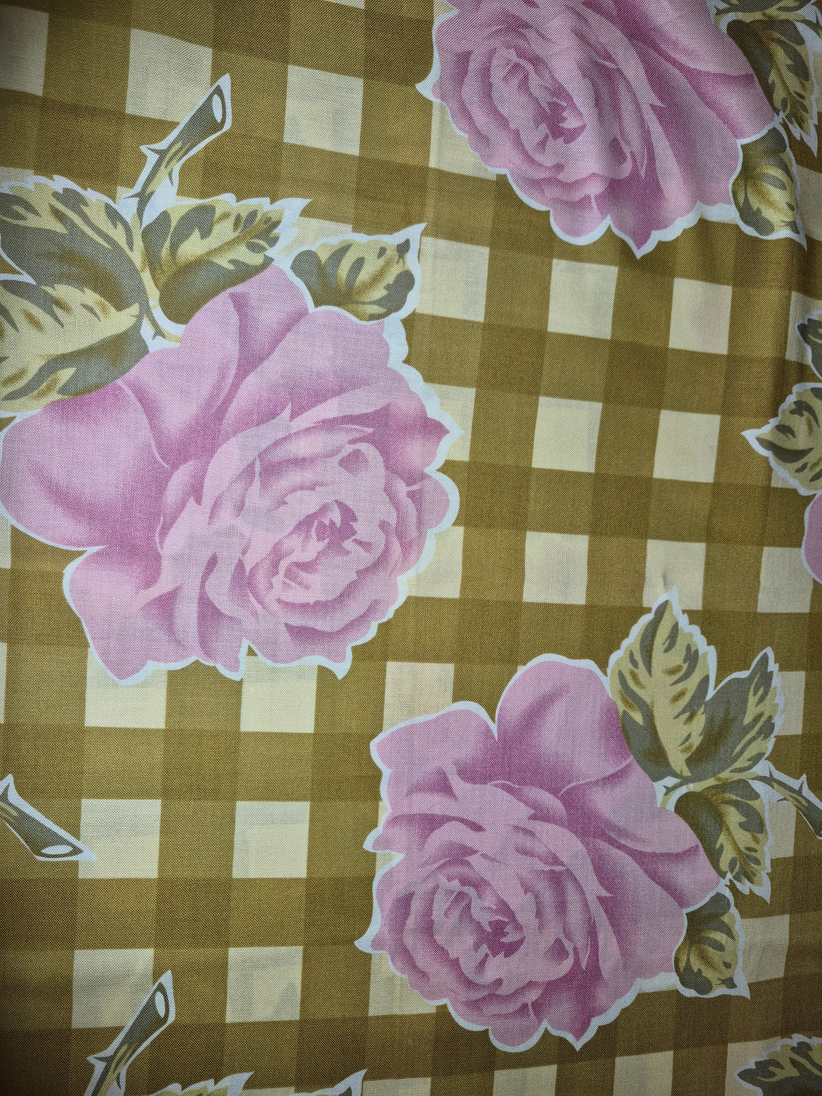 Amy Butler - Temple Flowers - Checks and Rose - Mustard