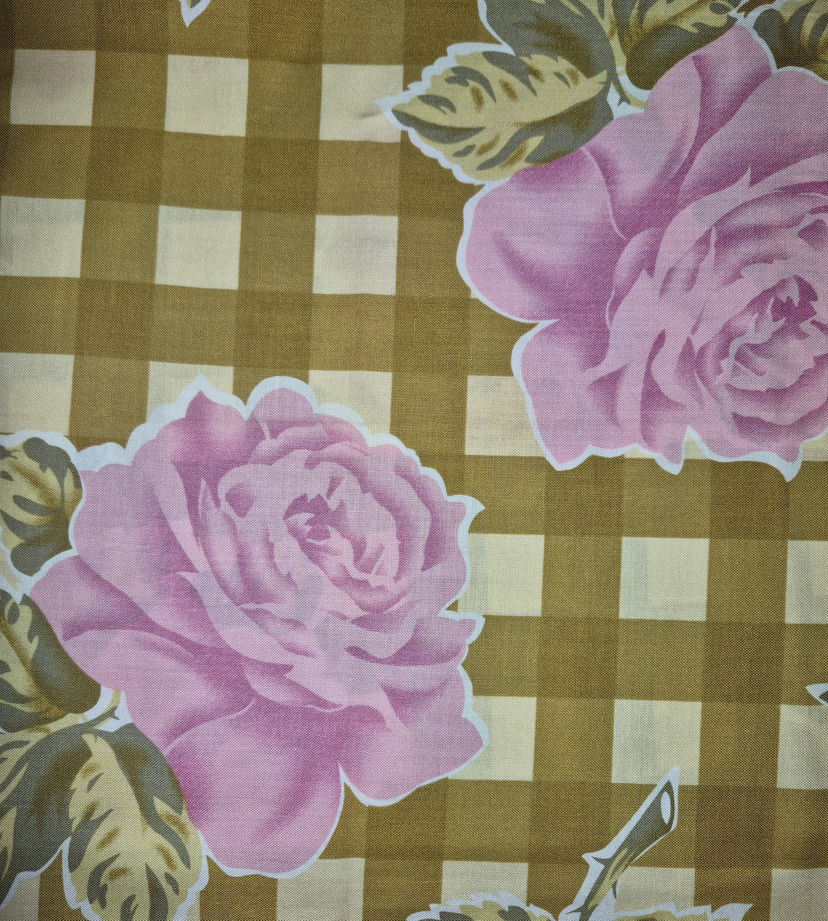 Amy Butler - Temple Flowers - Checks and Rose - Mustard