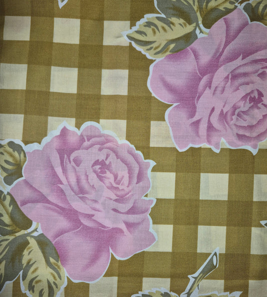 Amy Butler - Temple Flowers - Checks and Rose - Mustard