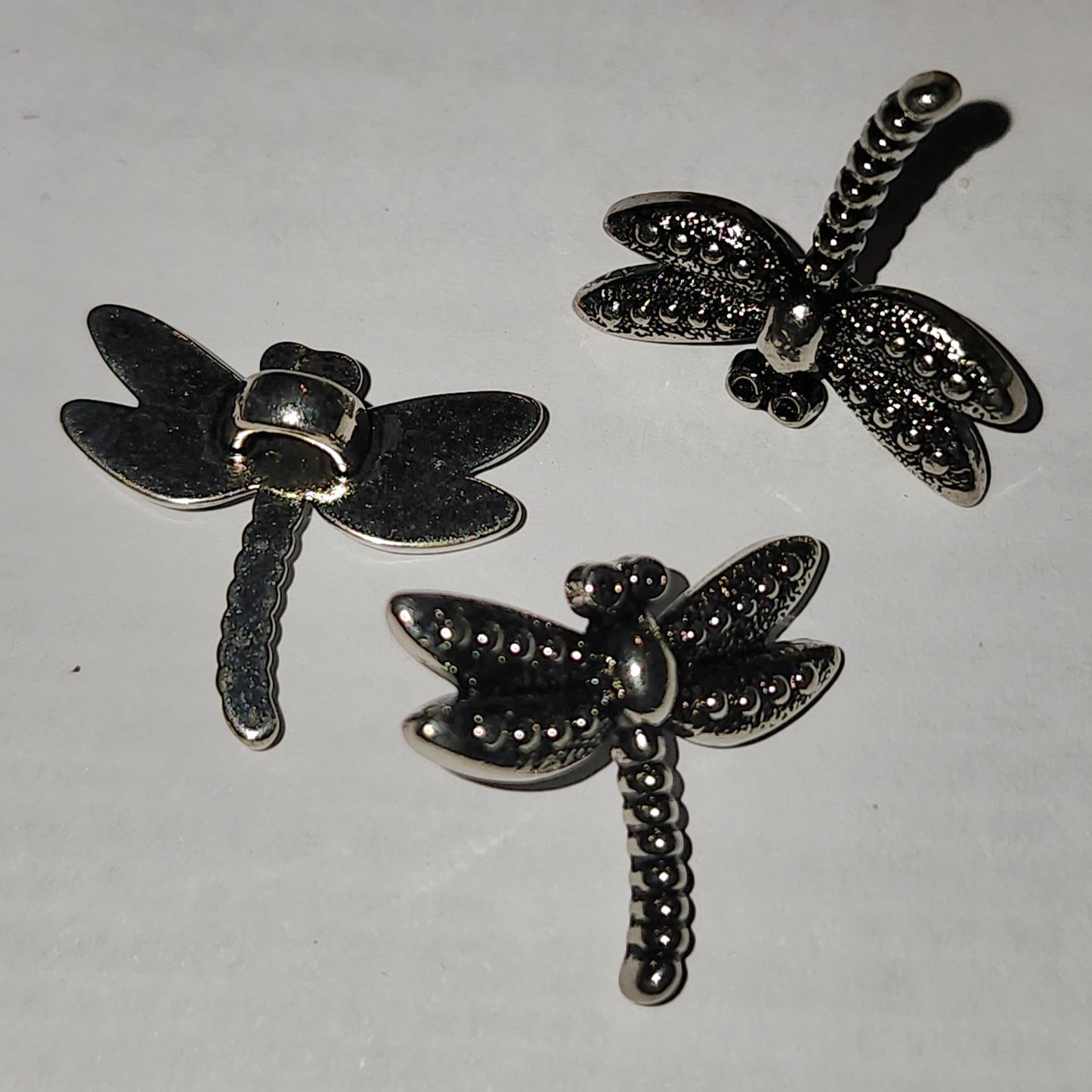Dragonfly button silver 2cm (plastic)
