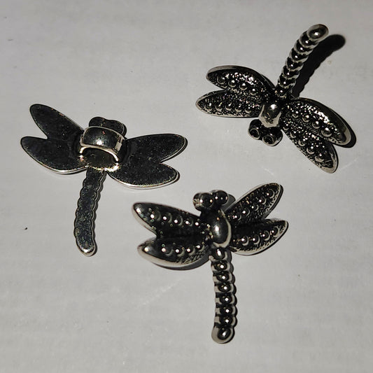 Dragonfly button silver 2cm (plastic)