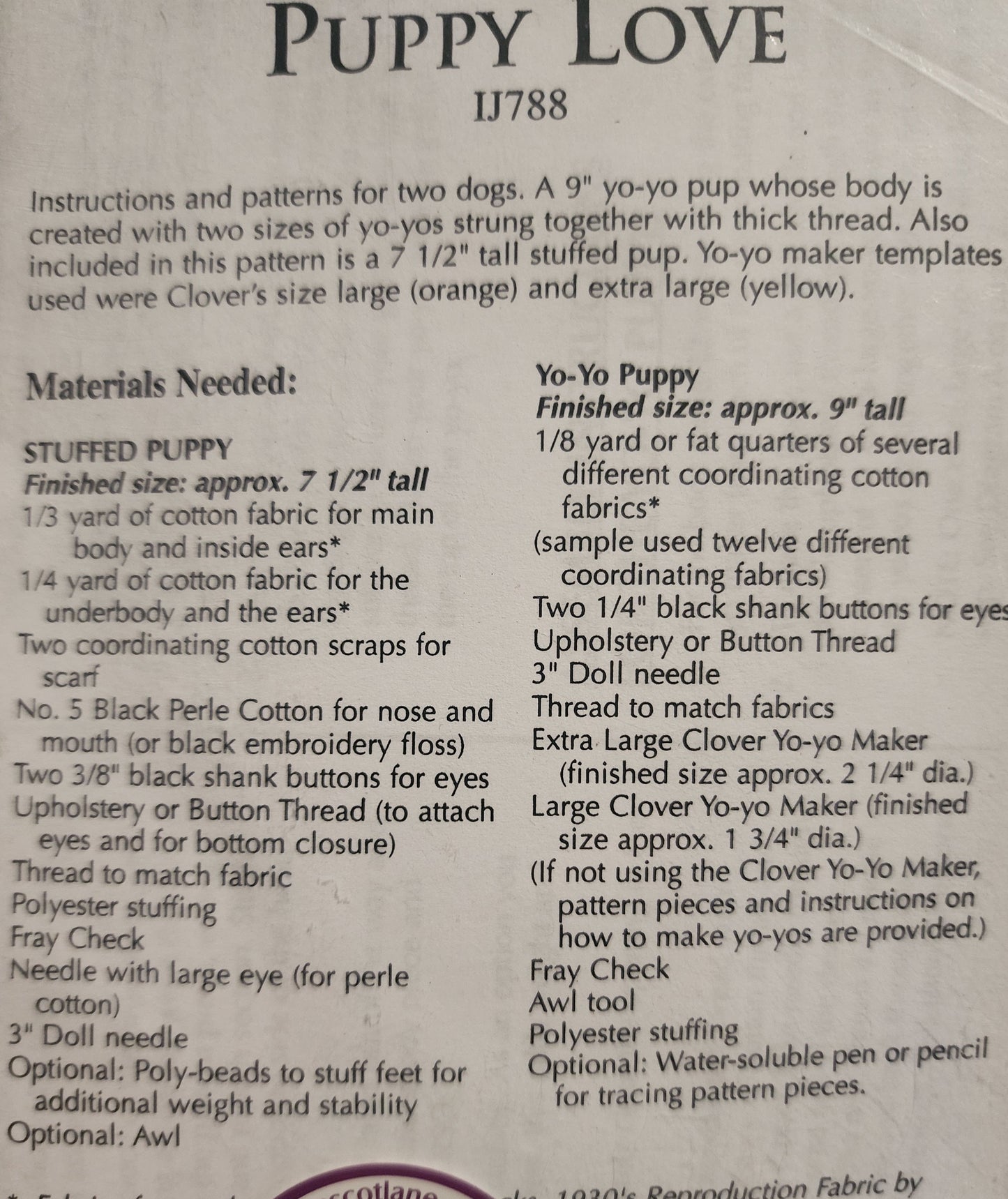 Puppy Love Pattern by Indygo Junction IJ788