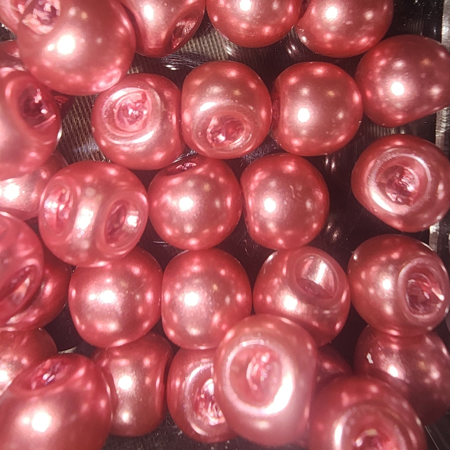 10mm pearl button (2 hole) dark metallic rose
