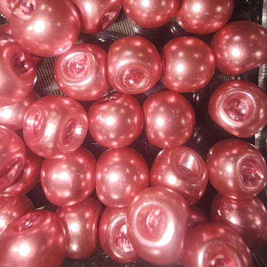 10mm pearl button (2 hole) dark metallic rose