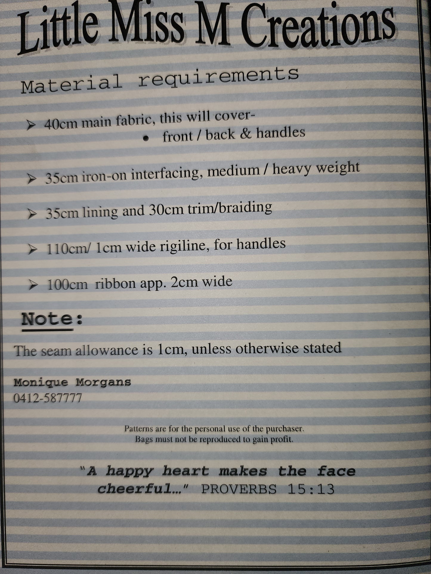 Genevieve's Tote Bag Pattern by Little Miss M Creations *