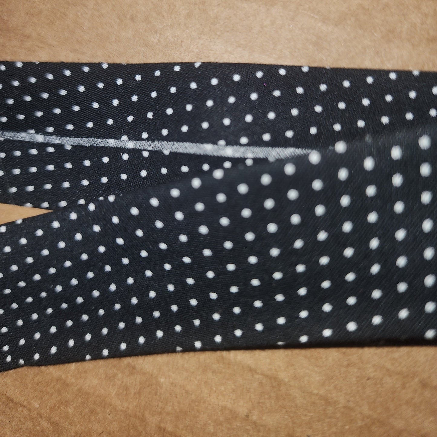Polycotton Bias Binding 25mm Black white pindot