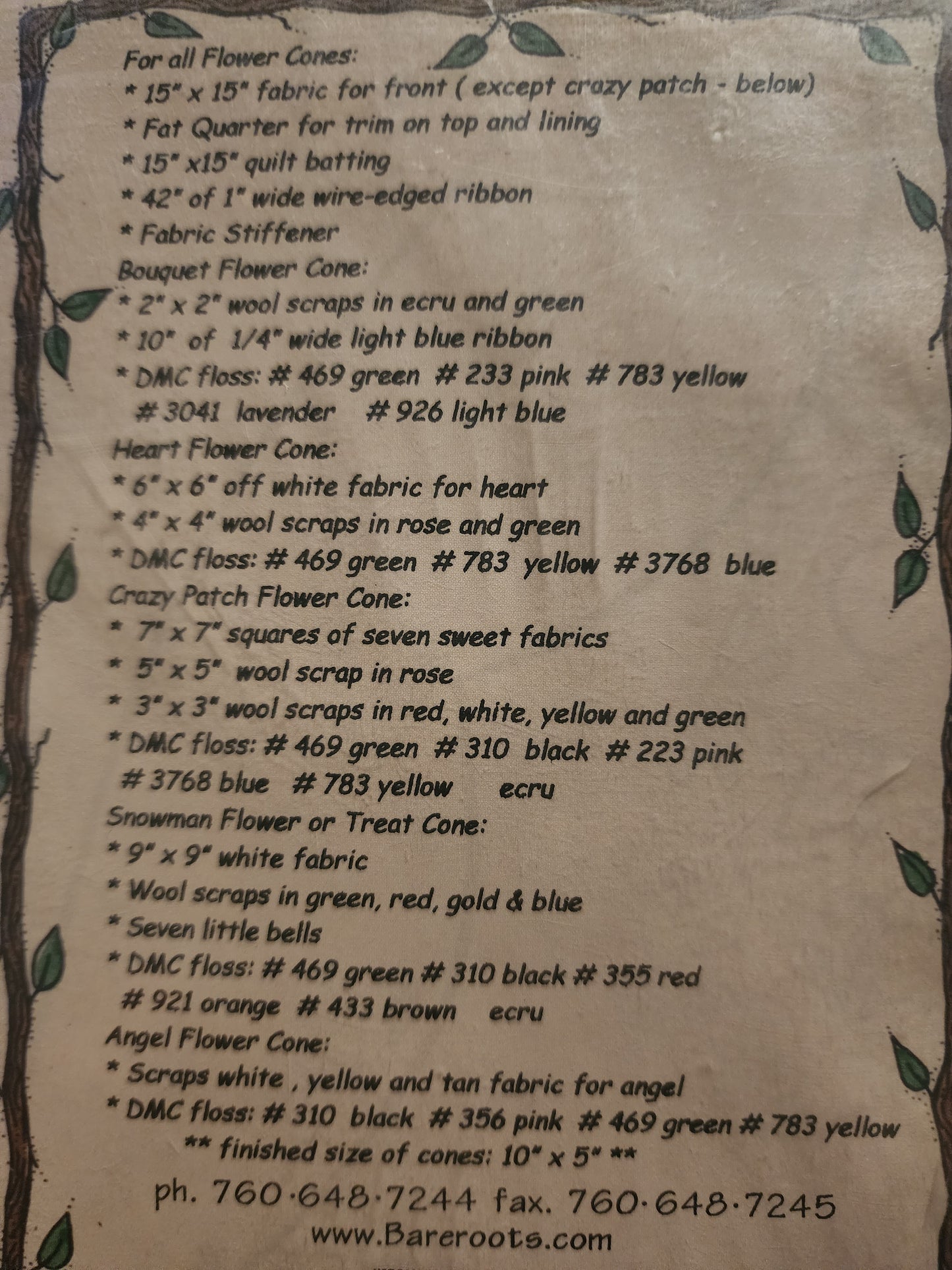 Bareroots 94 Hanging Flower Cones Pattern