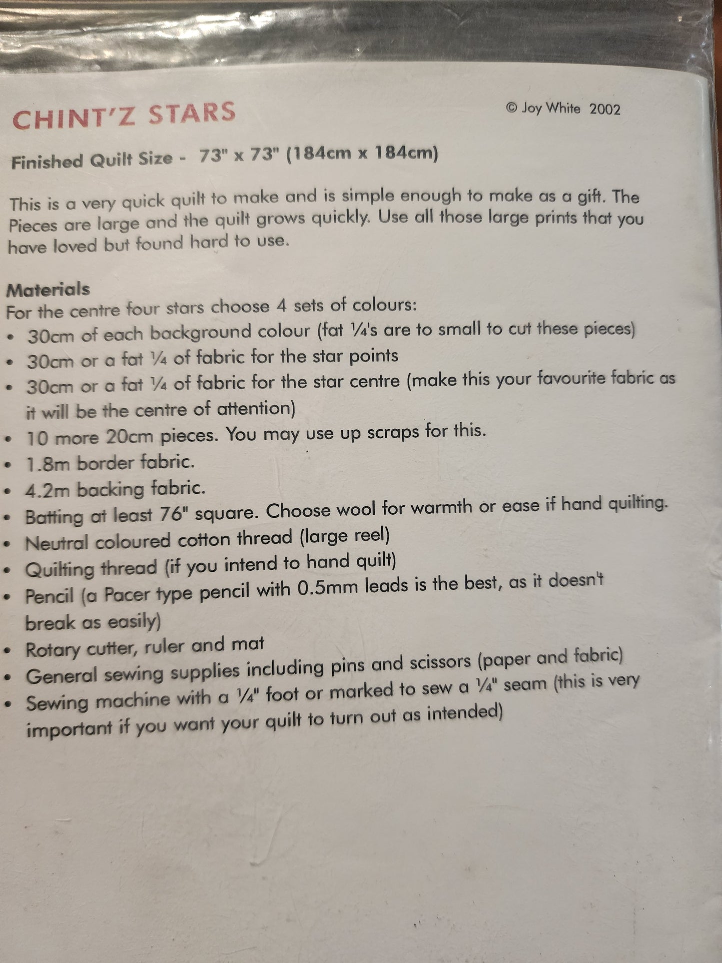 Chintz Stars quilt pattern by From My Hands To Yours *