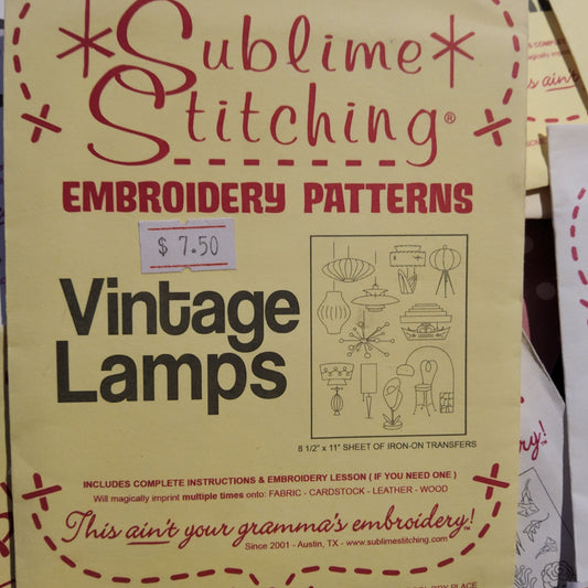 Vintage Lamps by Sublime Stitching Iron-on transfers for Embroidery*