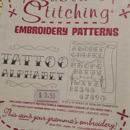 Tattoo Alphabet by Sublime Stitching Iron-on transfers for Embroidery*
