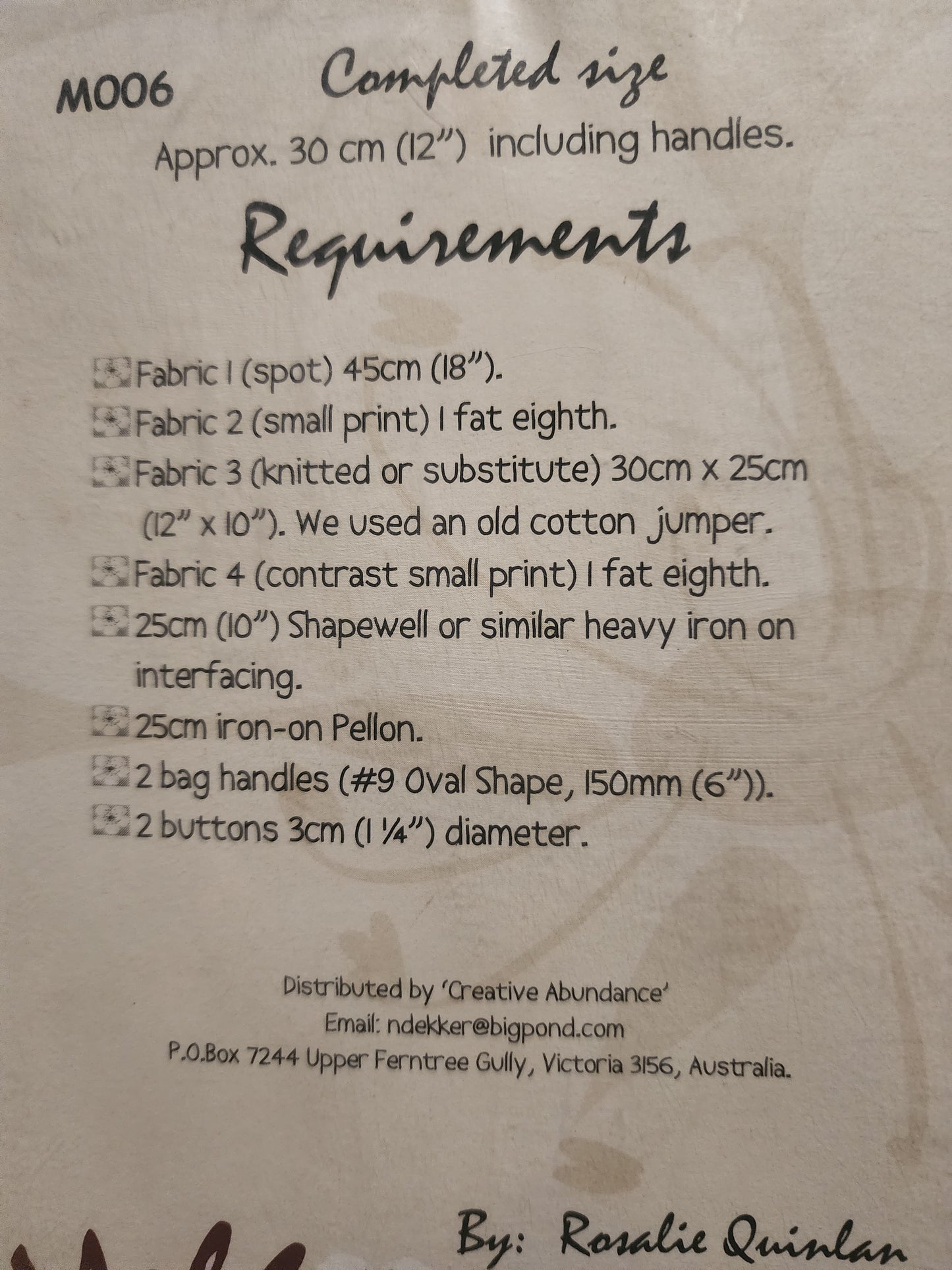 Miso bag pattern by Melly & Me MO06 *