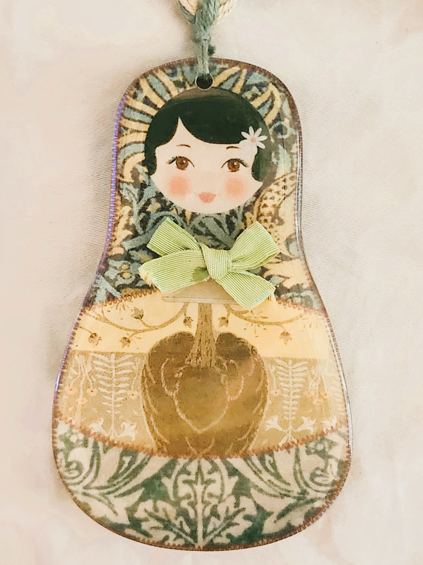 Resin Russian Doll Necklace 3.1" high