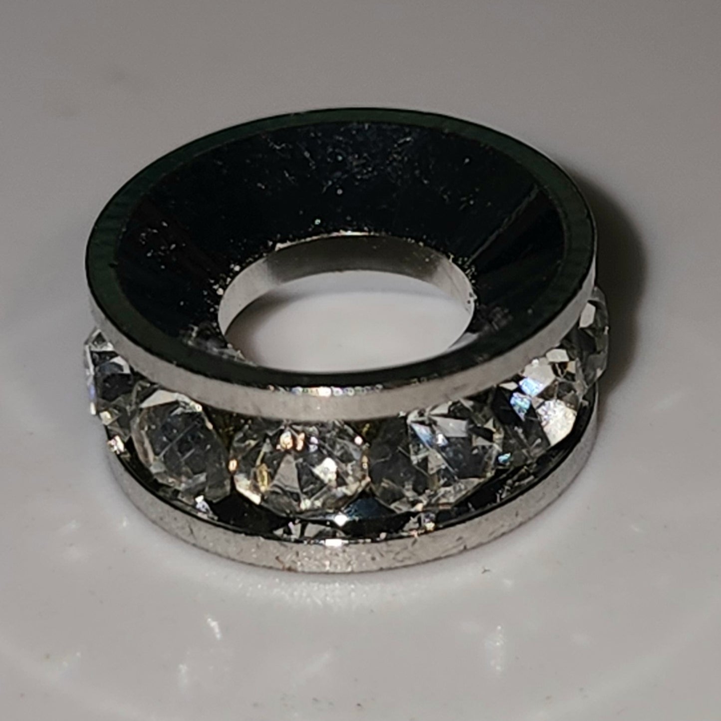 Silver diamante metal rondelle (12mm)