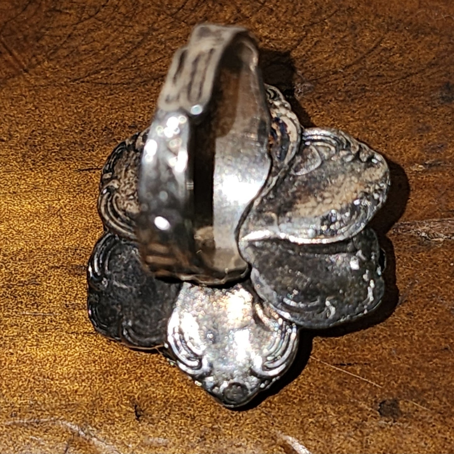 Metal Silver Spoon Rose Ring (3cm rose diameter)