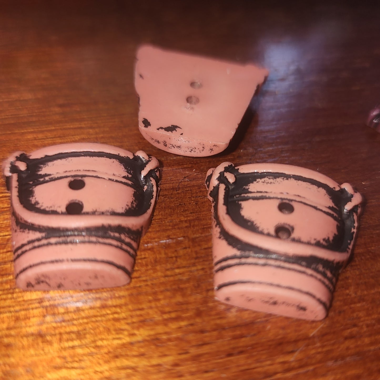 Terracotta bucket button 2cm high