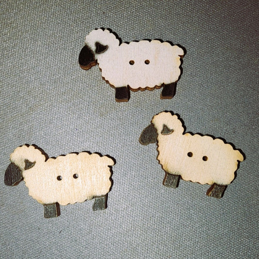 Wooden Sheep Button handpainted (1 inch wide) 140456