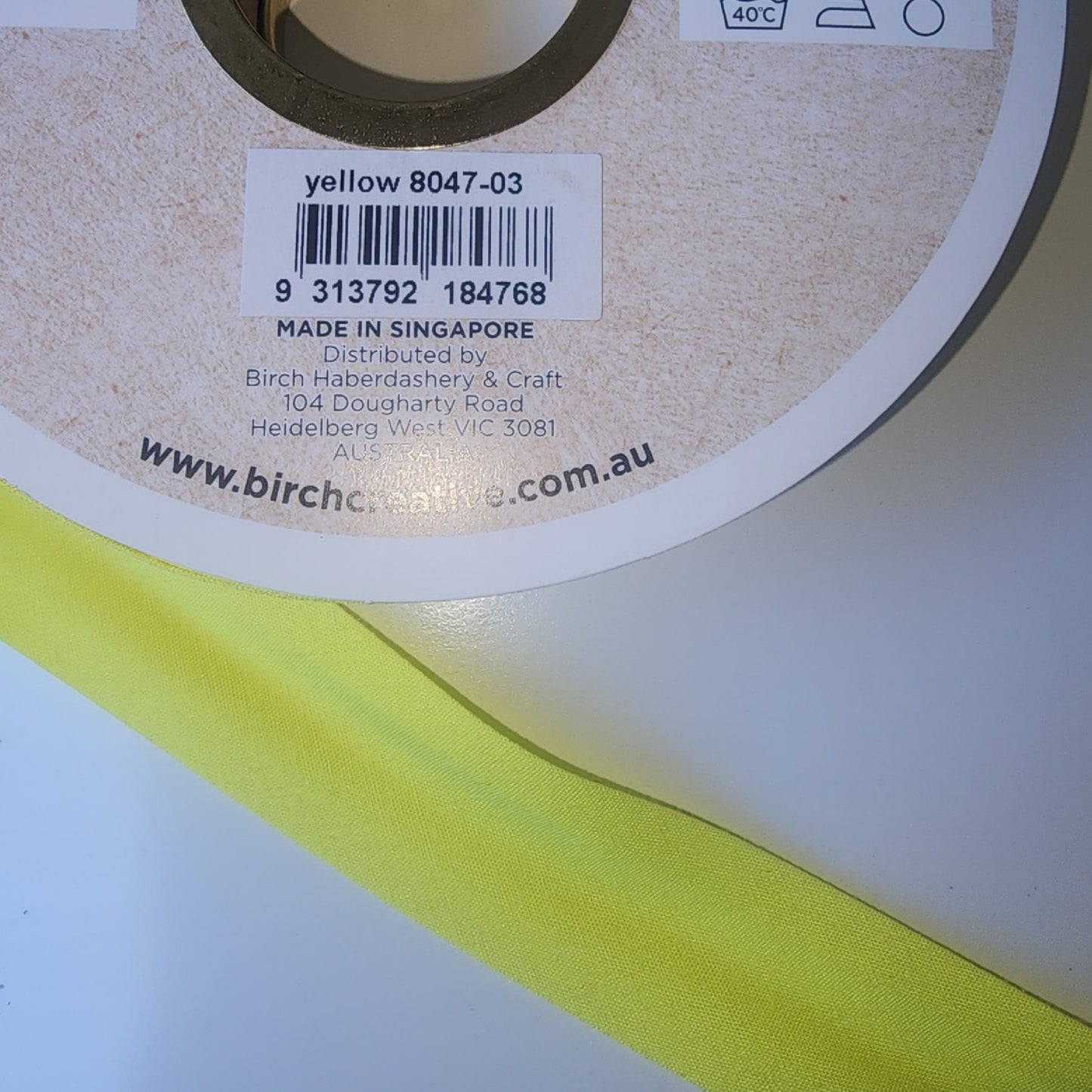 Polycotton Bias Binding 25mm Yellow 8047-03